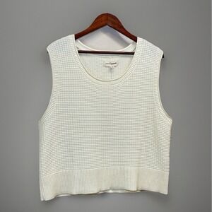 NWT Lucky Brand Women's Knit Sleeveless Sweater Pullover Size XL Cream Textured